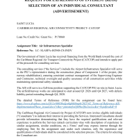 Government of Saint Lucia: Request for Expressions of Interest Selection of an Individual Consultant - Air Infrastructure Specialist  